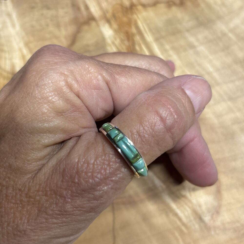Sterling Silver Kingman Turquoise Ring Cobblestone Inlay Jewelry Navajo
